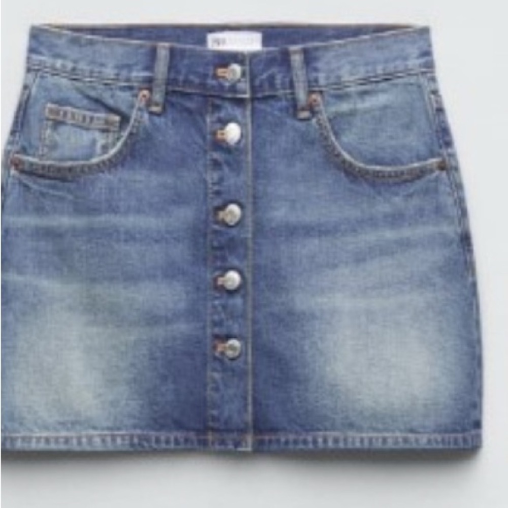 Zara button front distressed Mini Skirt